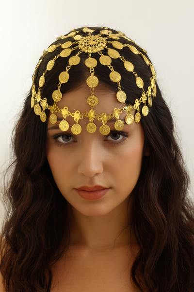 Tiara o adorno de monedas para danza