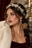 Tiara o diadema de flores perladas y piedras